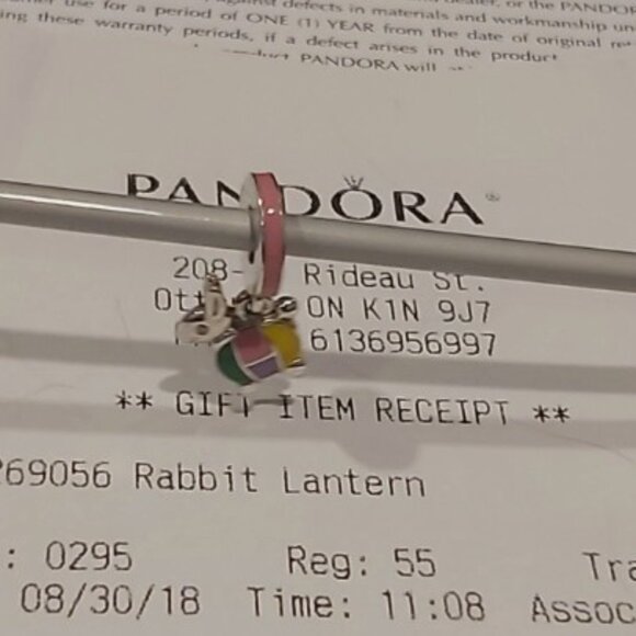 Auth PANDORA *RETIRED* Sterling Silver Rabbit Lantern Enamel Charm 797603ENMX - Picture 3 of 11